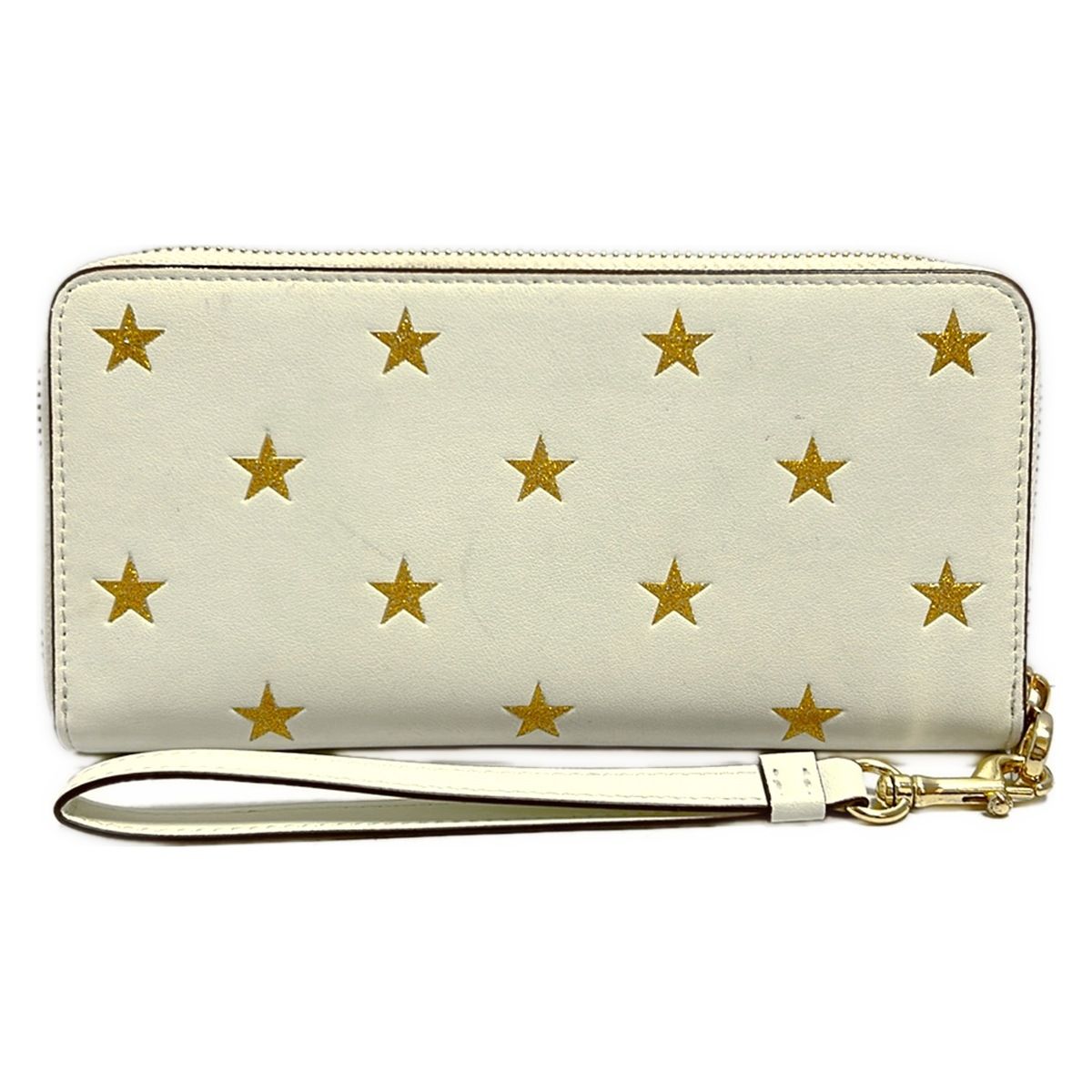 コーチ 長財布 ロング ジップ アラウンド ウォレット スター プリント CW 479 アイボリー×ゴールド 星柄 ラメ ラウンドファスナー レザー