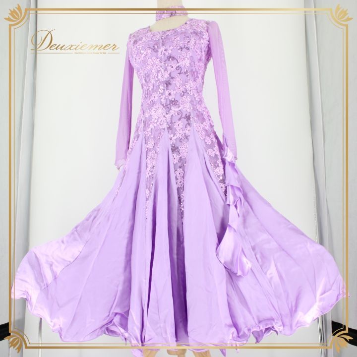 【美品 社交ダンス衣装】ワンピース ドレス prima boutique 紫 社交ダンス 衣装 スタンダード ドレス ワンピース パーティ衣装