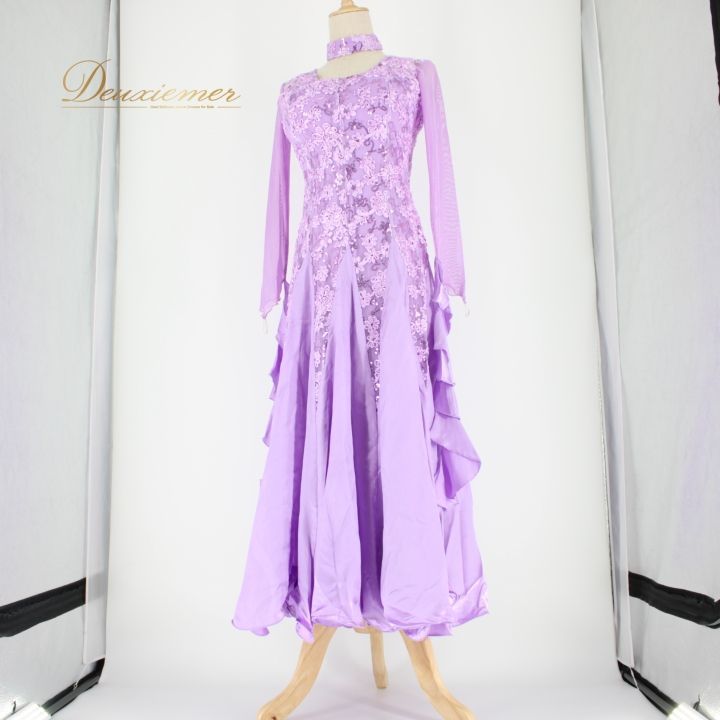 【美品 社交ダンス衣装】ワンピース ドレス prima boutique 紫 社交ダンス 衣装 スタンダード ドレス ワンピース パーティ衣装
