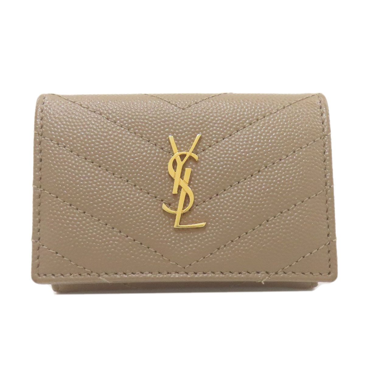 YVES SAINT LAURENT イヴ サンローラン コンパクトウォレット カサンドラ 二つ折り財布 小銭入れあり レザー レディース