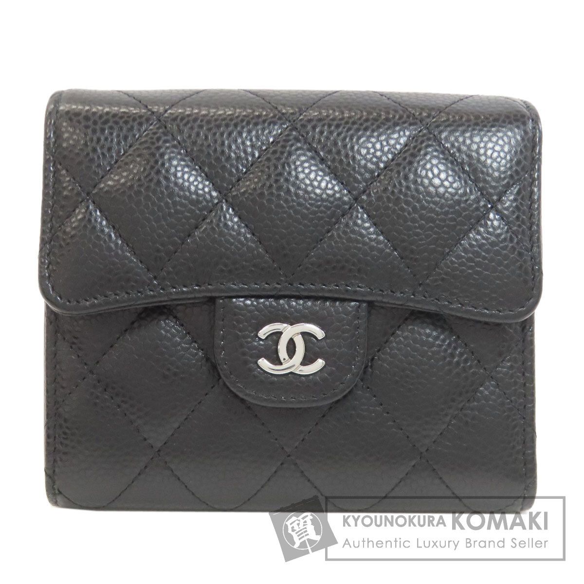 CHANEL シャネル クラシック フラップ ウォレット 二つ折り財布 小銭入れあり グレインド カーフスキン レディース