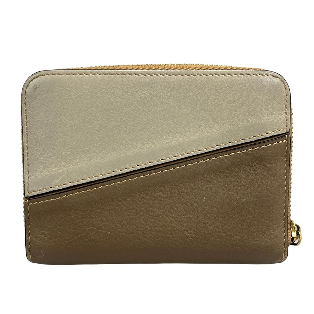 LOEWE ロエベ カードケース パズル ライトブラウン×ブラウン ラウンドファスナー レザー