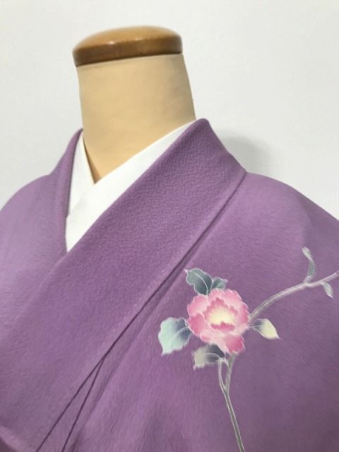 Mサイズ 付け下げ 正絹 薄紫地に童模様