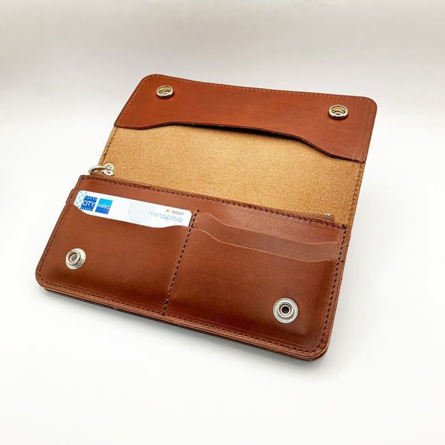 財布 長財布 メンズ 本革 牛革 栃木レザー HA 227 トラッカーウォレット ブラック