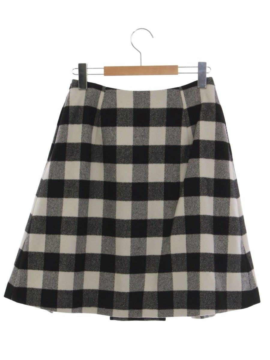フォクシーブティック 41307 スカート 38 ホワイト ブラック チェック柄 ウール混 フ