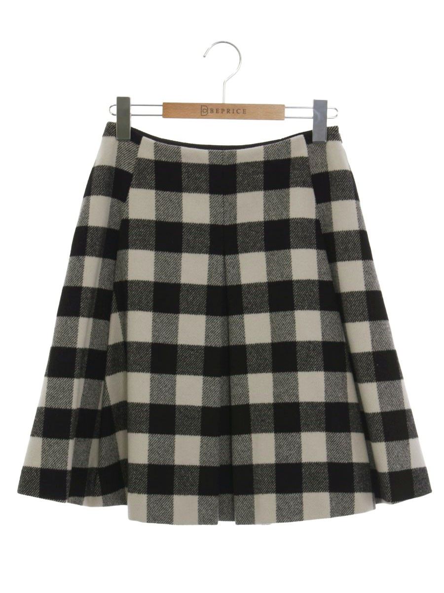 フォクシーブティック 41307 スカート 38 ホワイト ブラック チェック柄 ウール混 フ