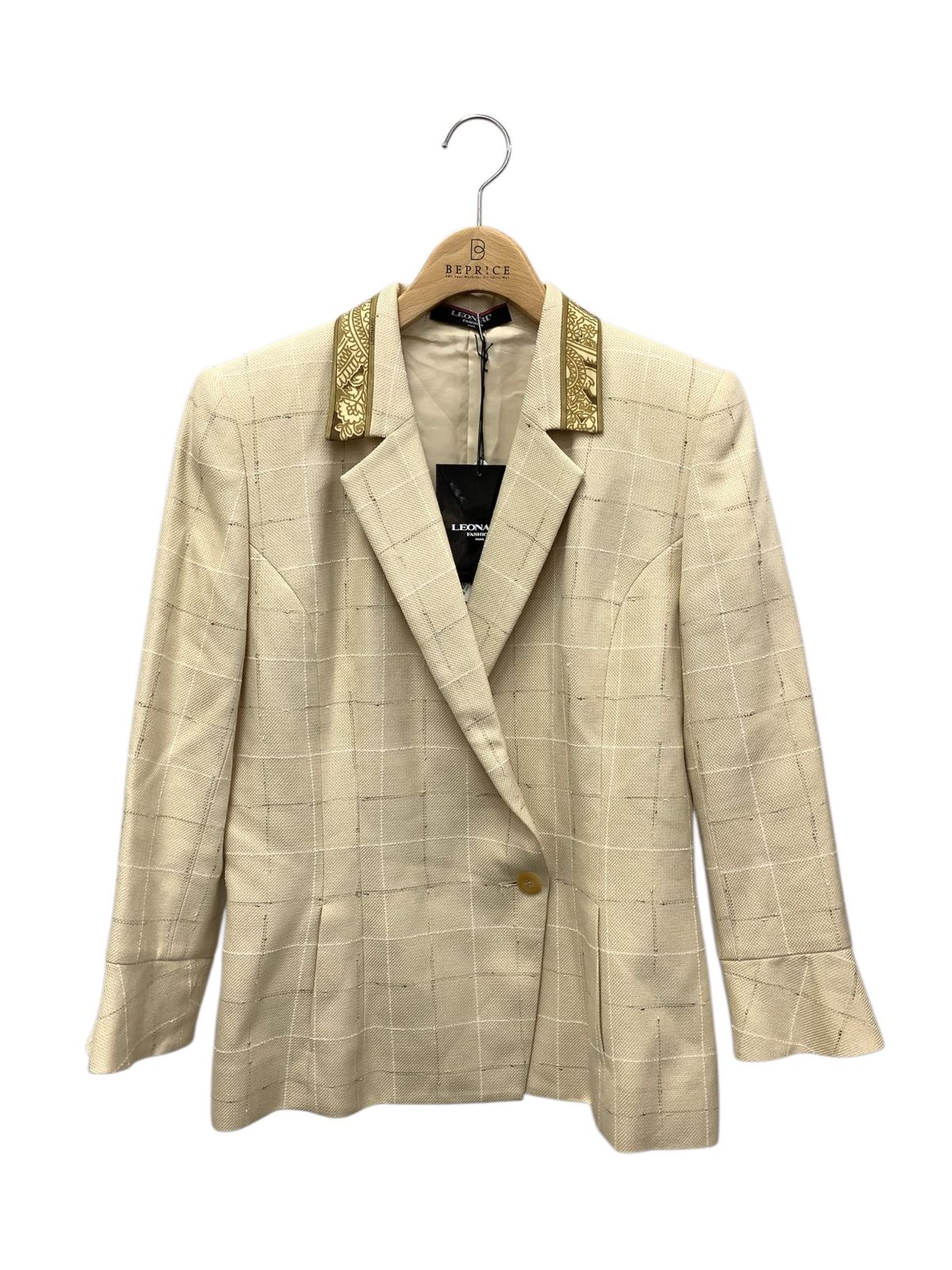 レオナールファッション 0351051 ジャケット 40 ベージュ 格子柄