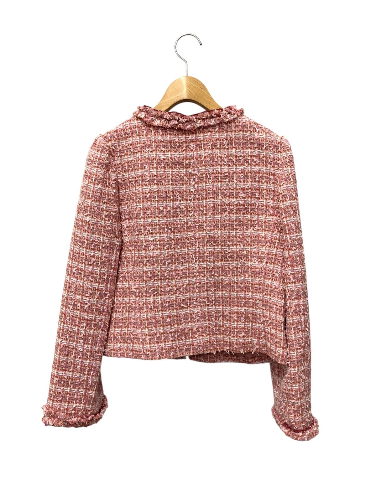 エムズグレイシー 314522 ジャケット 38 ピンク ツイード ノー フリル