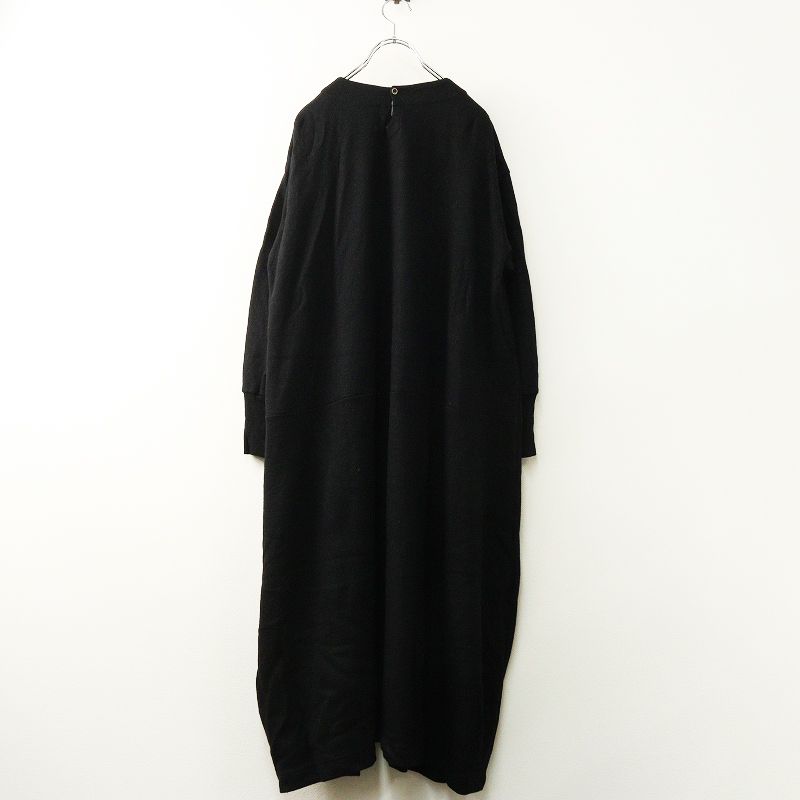 アトリエナルセ atelier naruse スムースウールコクーンワンピース ブラック 長袖 プルオーバー フリース