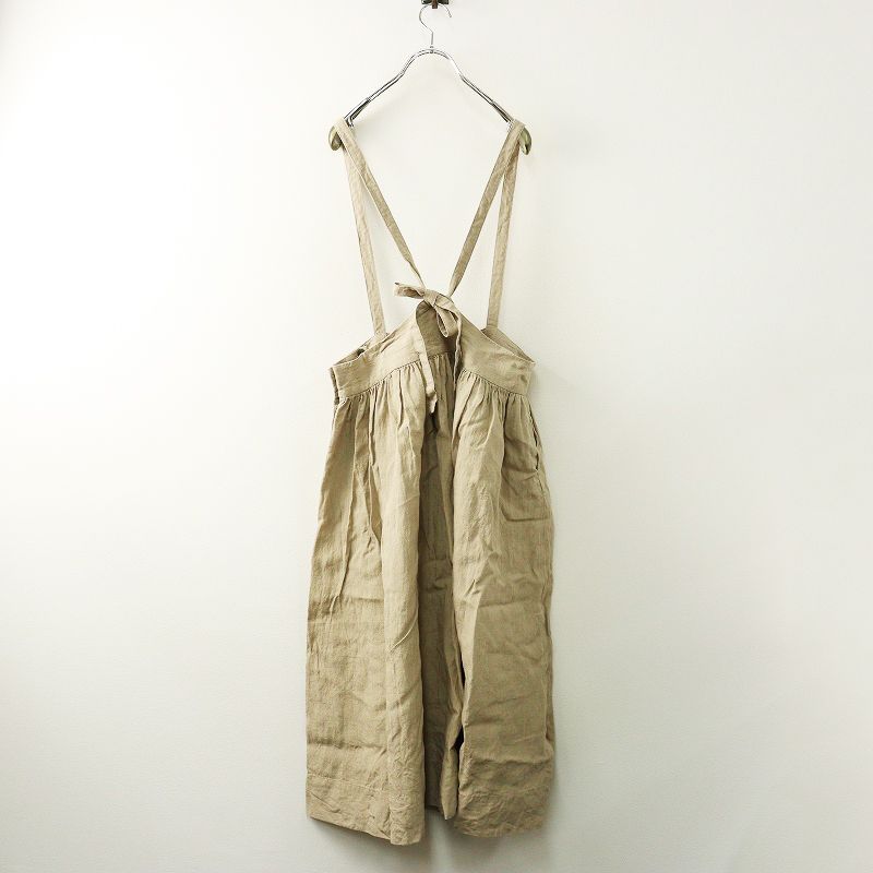 マガリ MAGALI リネン ジャンパースカート ベージュ ボトムス ロング ギャザー フ 吊りスカート ジャンスカ