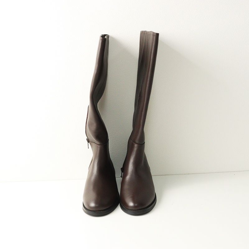レメ REMME レザー ベーシックロングブーツ 36 23 cm ダークブラウン┃ローヒール