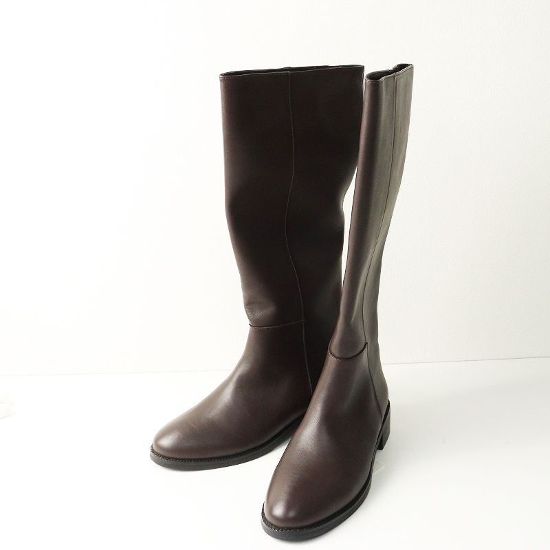 レメ REMME レザー ベーシックロングブーツ 36 23 cm ダークブラウン┃ローヒール