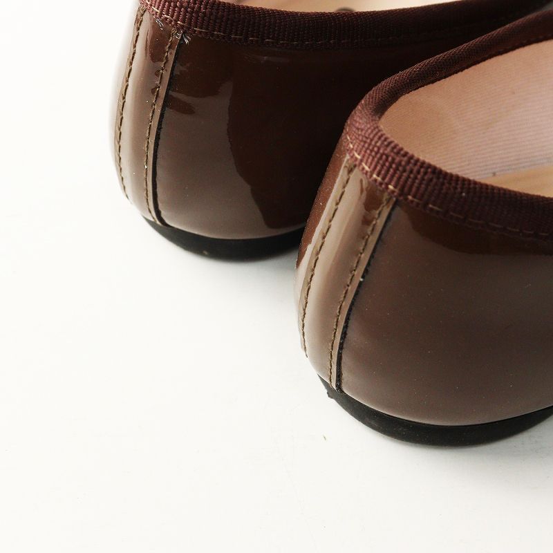【美品】レペット フラット バレエシューズ レザー ブラウン リボン 40 レペット Repetto BRIGITTE ブリジット ペテンとレザー ポインテッド