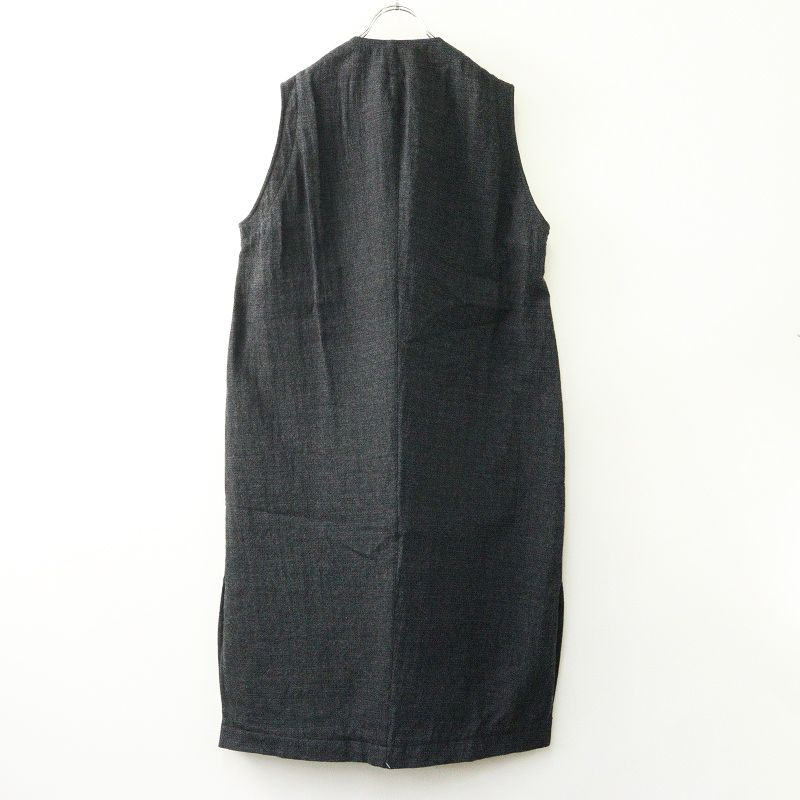 ノーコントロールエアー フィルマム FIRMUM 梳毛ウール コットンストライプドビー二重織ロングベスト S チャコール