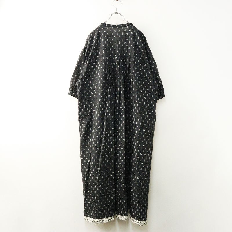 ソウルベリー soulberry 私の木苺ワンピース L∥ブラック ロング フ ドレス マキシ丈 総柄 チロリアン柄