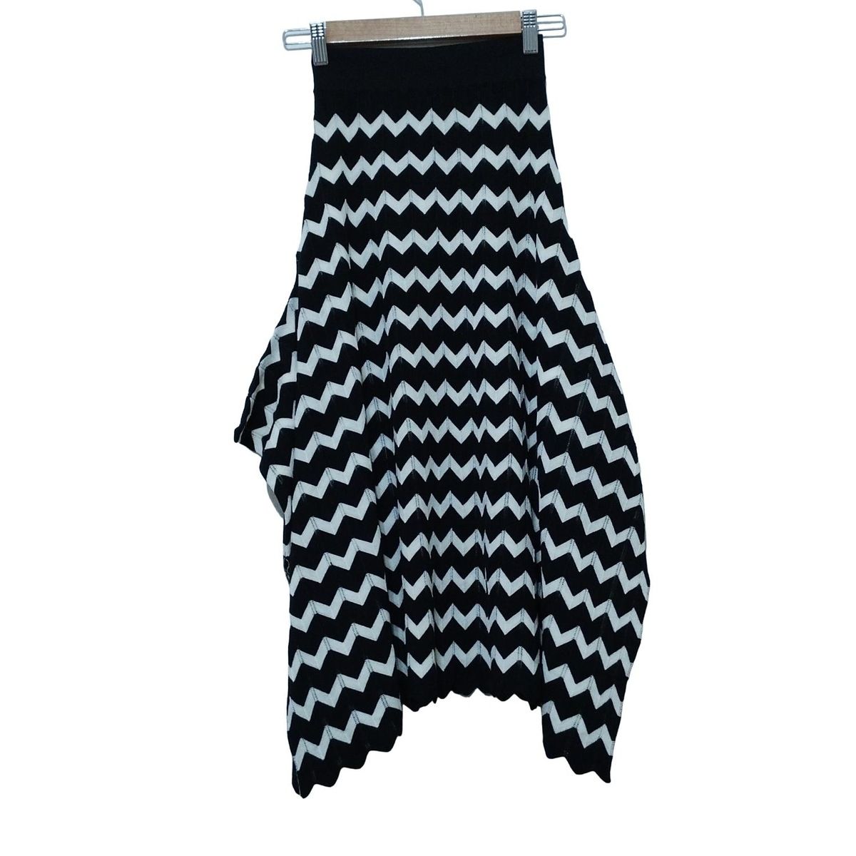 stellamccartney ステラマッカートニー ロングスカート サイズ36 M レディース - 黒×アイボリー ニット 変形デザイン