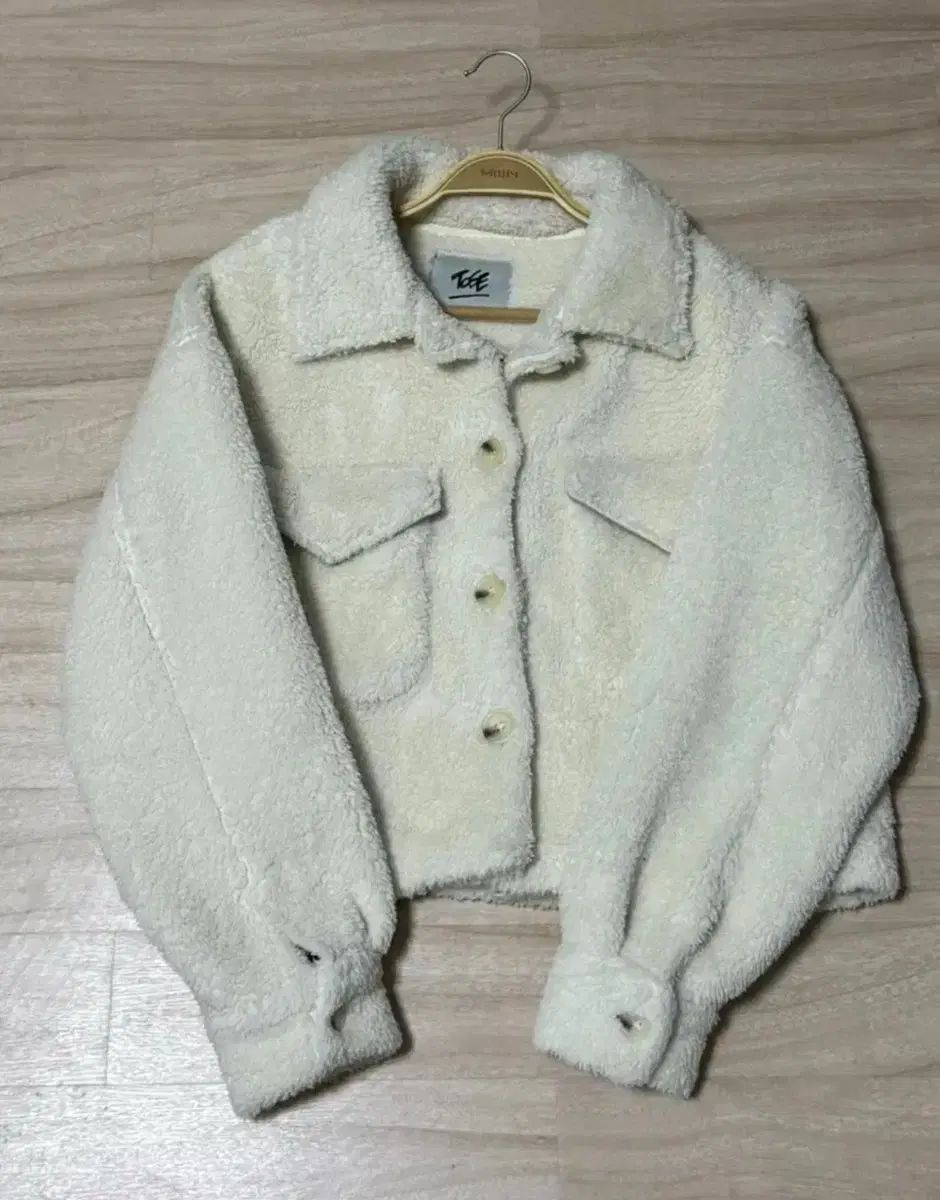 レディース ボア ショート ジャケット アイボリー