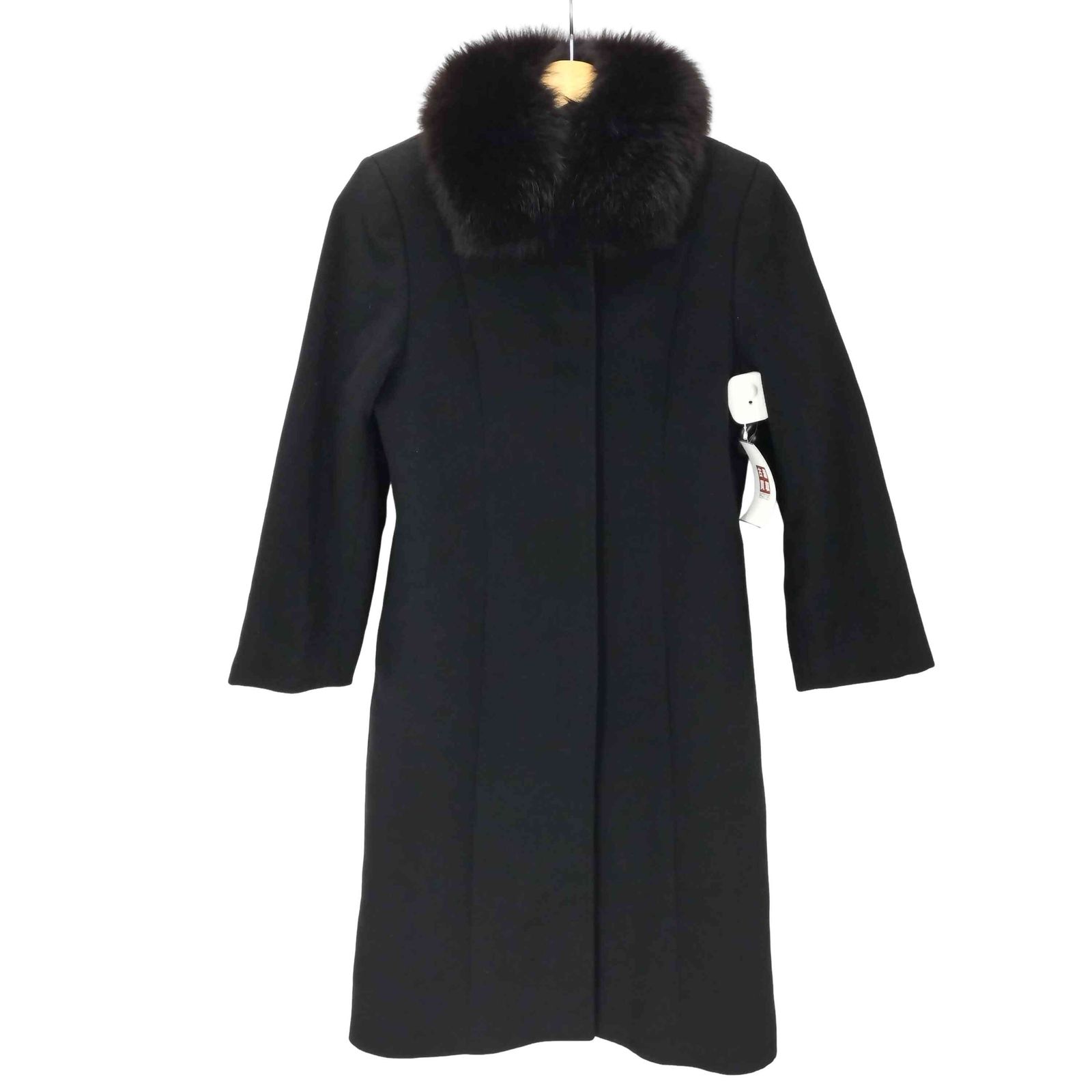カシミヤ Real Fur Balmacaan Coat オールカシミア リアルファー付き バルマカーン ステン コート 比翼 レディース 7
