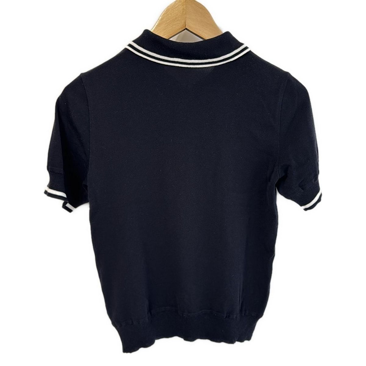 FOXEY フォクシー 半袖ポロシャツ サイズ38 M レディース - 35740 ダークネイビー×白×黒