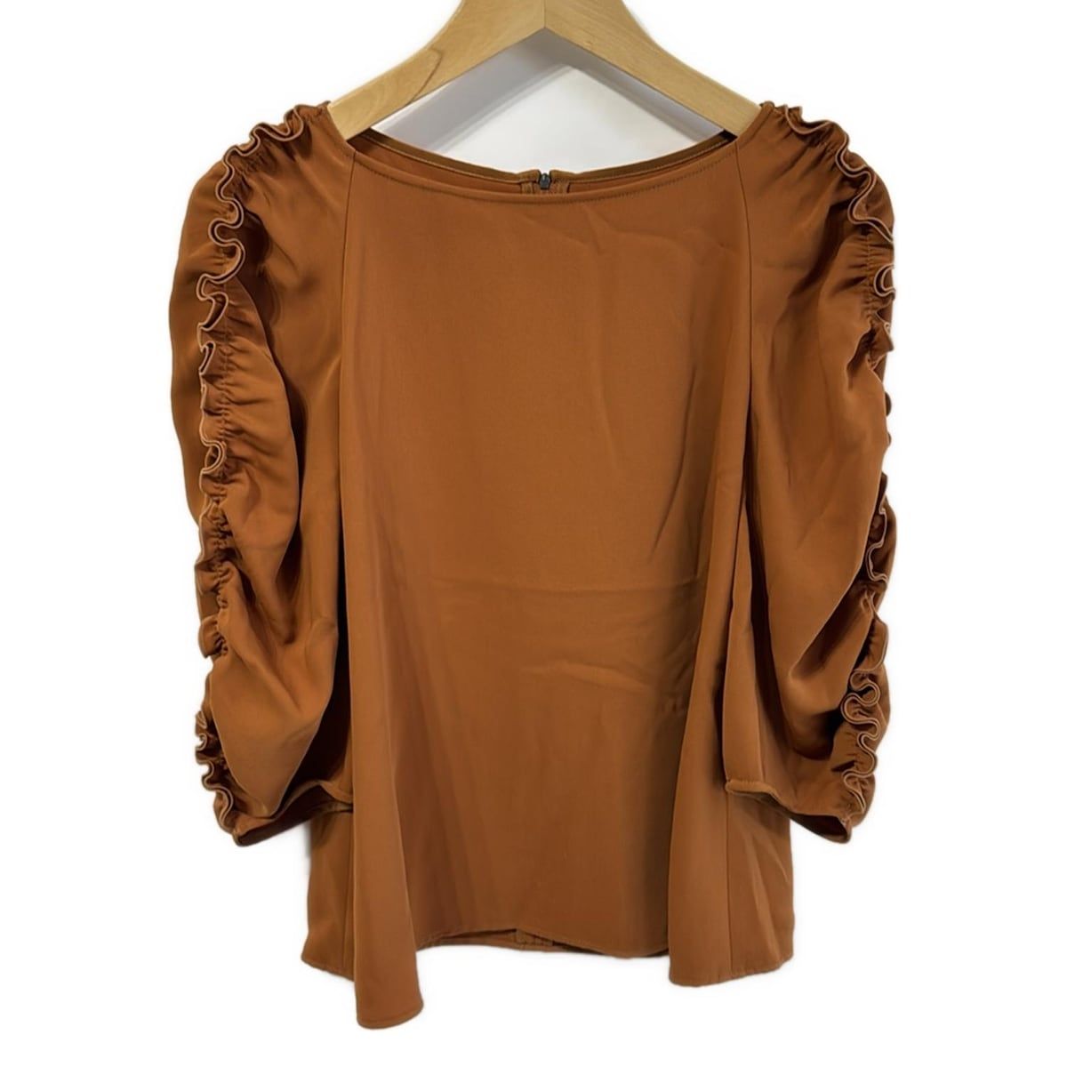 FOXEY YORK フォクシーニューヨーク 七分袖カットソー サイズ38 M レディース 38662 ライトブラウン フリル