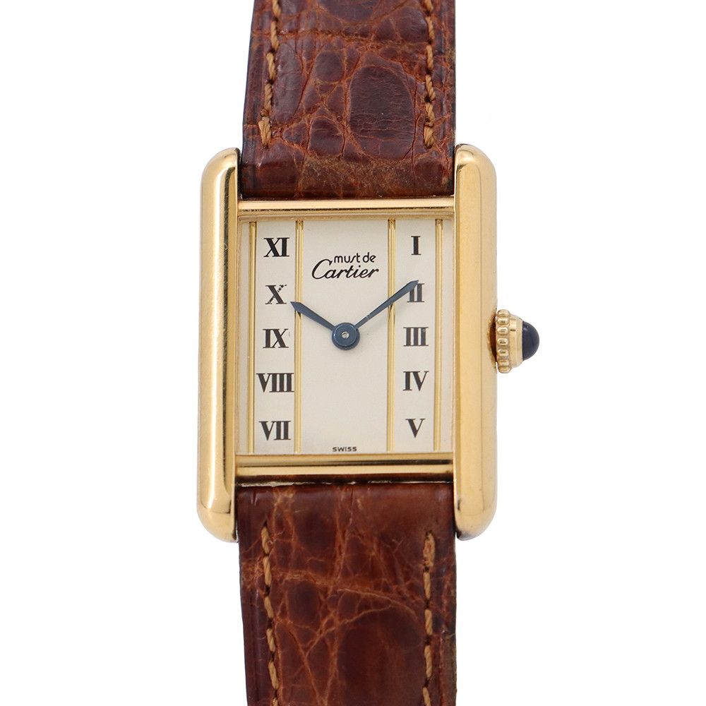 カルティエ マストタンク ヴェルメイユ LM Cartier 腕時計 レディース クォーツ ウォッチ アイボリー文字盤