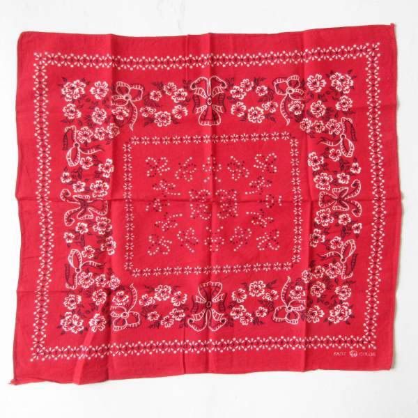 50 s 下鼻 象 バンダナ 赤系 花柄 フラワー エレファントブランド トランクダウン FAST COLOR ビンテージ D 138