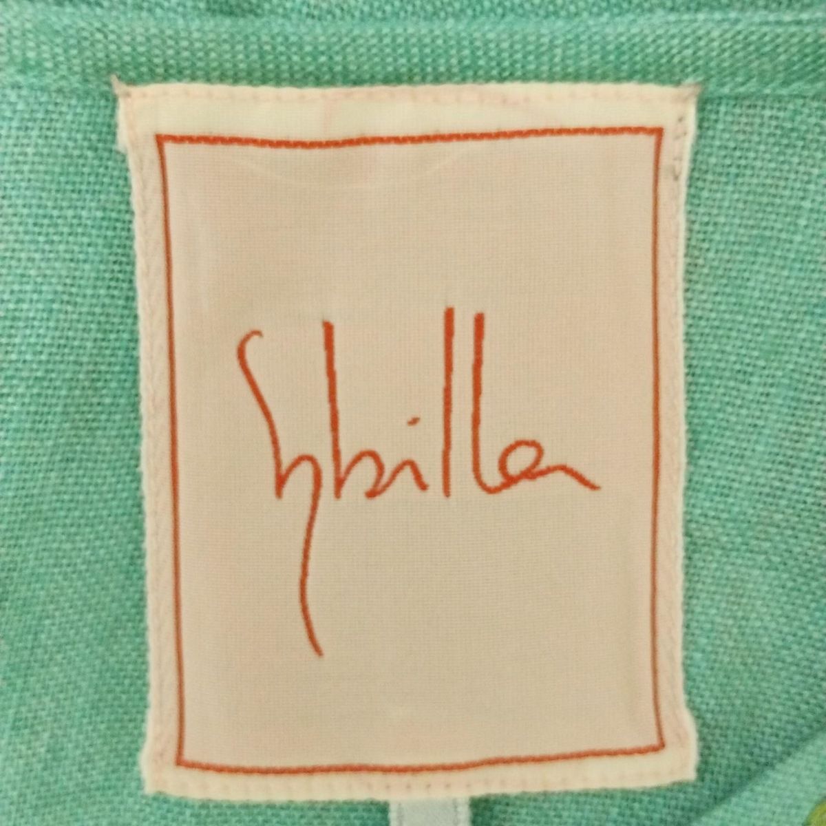  Sybilla シビラ ワンピース サイズL レディース ライトグリーン オレンジ マルチ Vネック 七分袖 ひざ丈 刺繍 その他 ワンピース