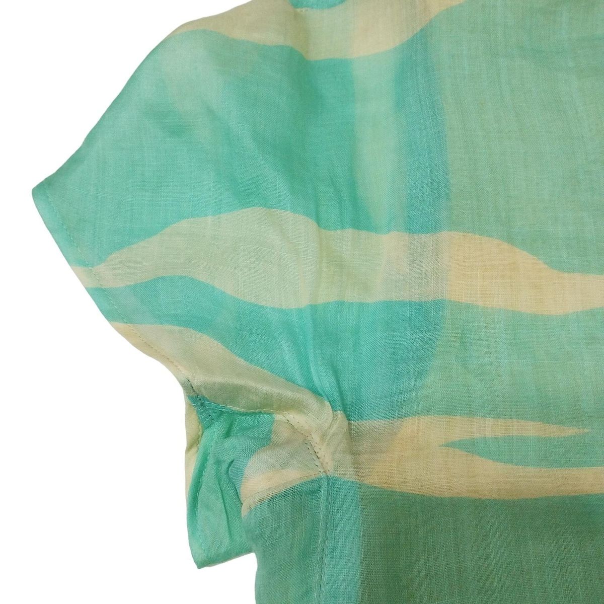  Sybilla シビラ ワンピース サイズL レディース ライトブルー グリーン マルチ クルーネック 半袖 ひざ丈 麻 その他 ワンピース