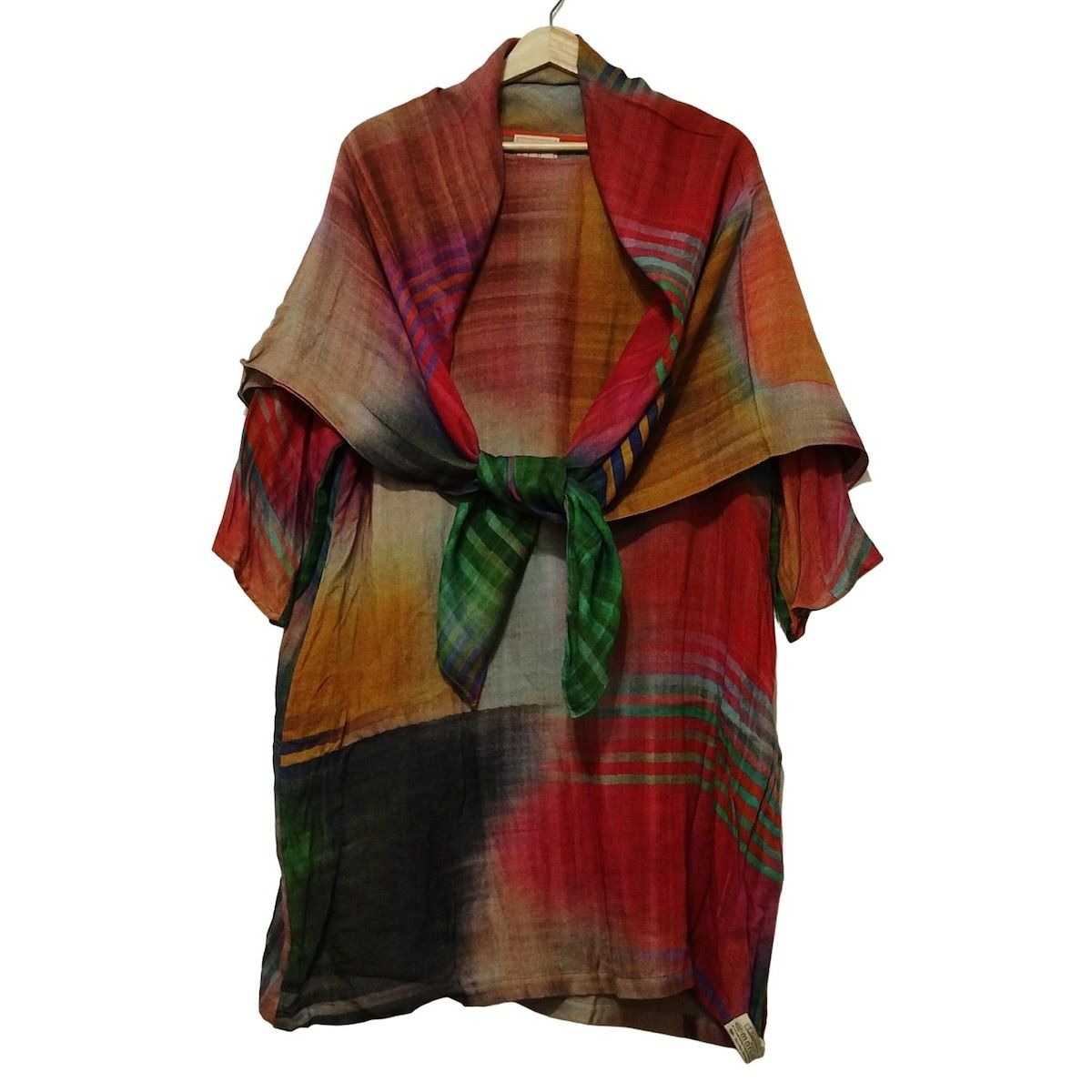 Sybilla シビラ ワンピース サイズL レディース ダークイエロー レッド マルチ 長袖 ひざ丈 marumasu ストール