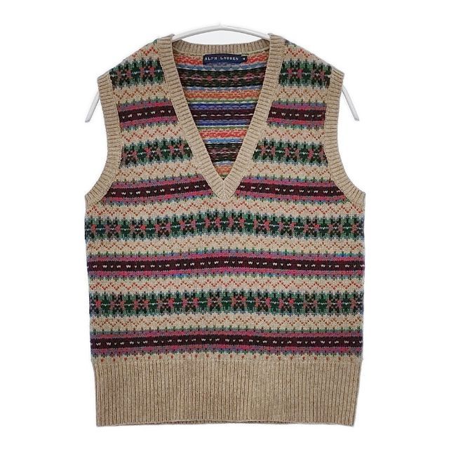 RALPH LAUREN フェアアイル柄 Vネック カシミヤ混 ノースリーブニット