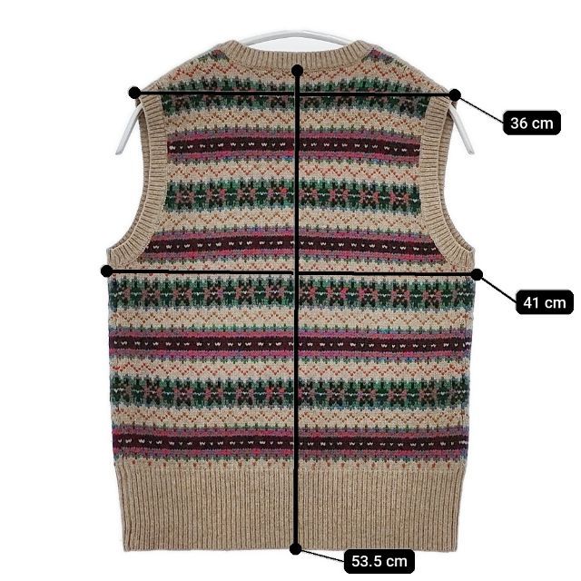 RALPH LAUREN フェアアイル柄 Vネック カシミヤ混 ノースリーブニット