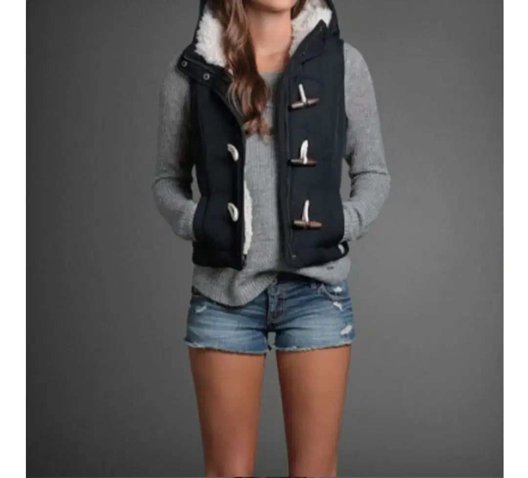 アバクロンビー ダウン BEST ベスト S ネイビー トグルボタン