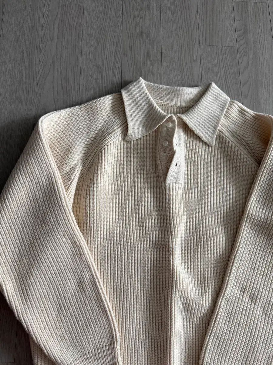 ボンマッケシェ ヘビーウェイト ラグラン ポロニット アイボリー