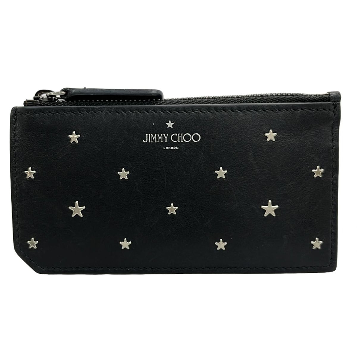 JIMMY CHOO ジミーチュウ コインケース - 黒 カードケース付き スタッズ スター レザー