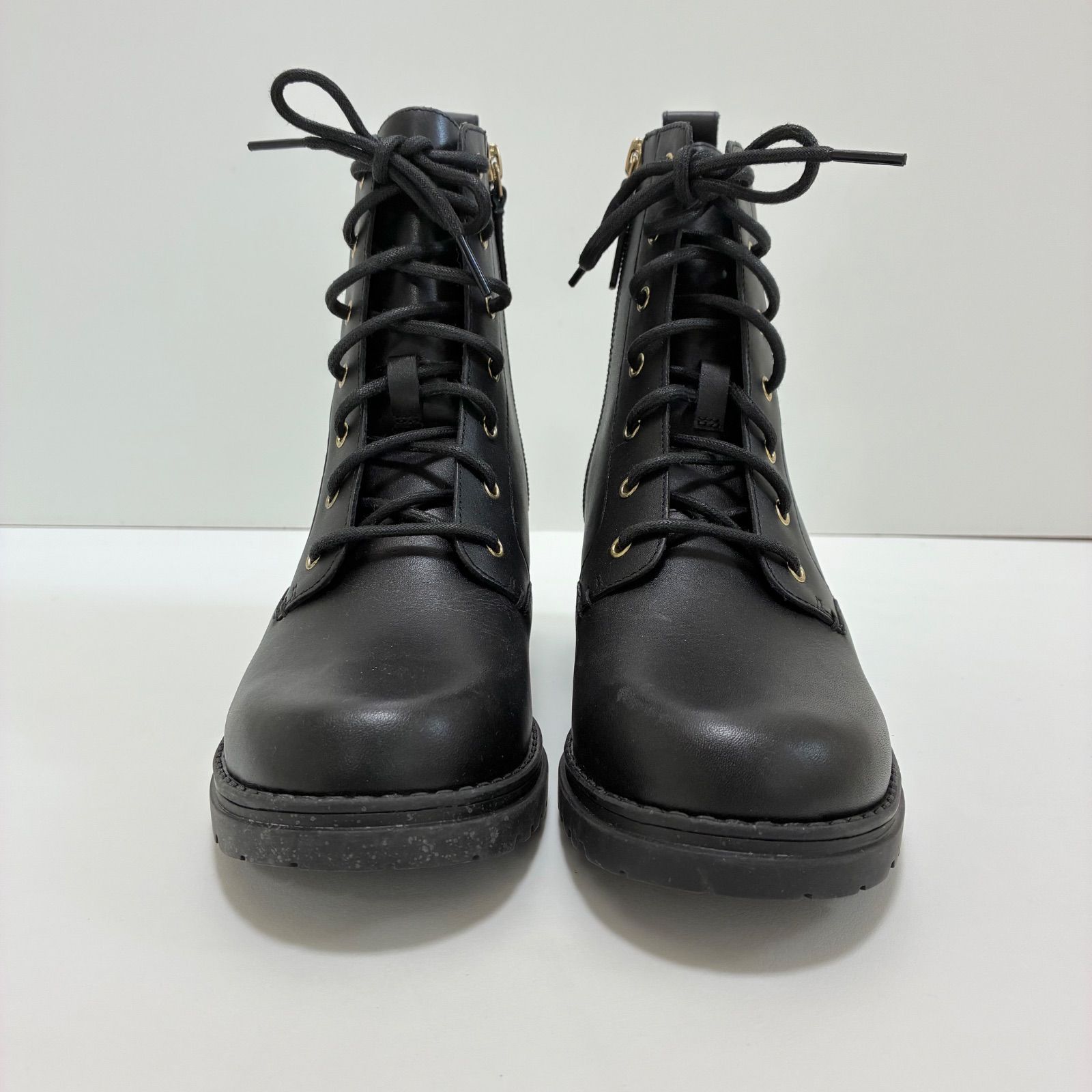 COLE HAAN コールハーン レースアップサイドジップショートブーツ 6 23 cm相当 ブラック カメア コンバットブーツ ウォータープルーフ