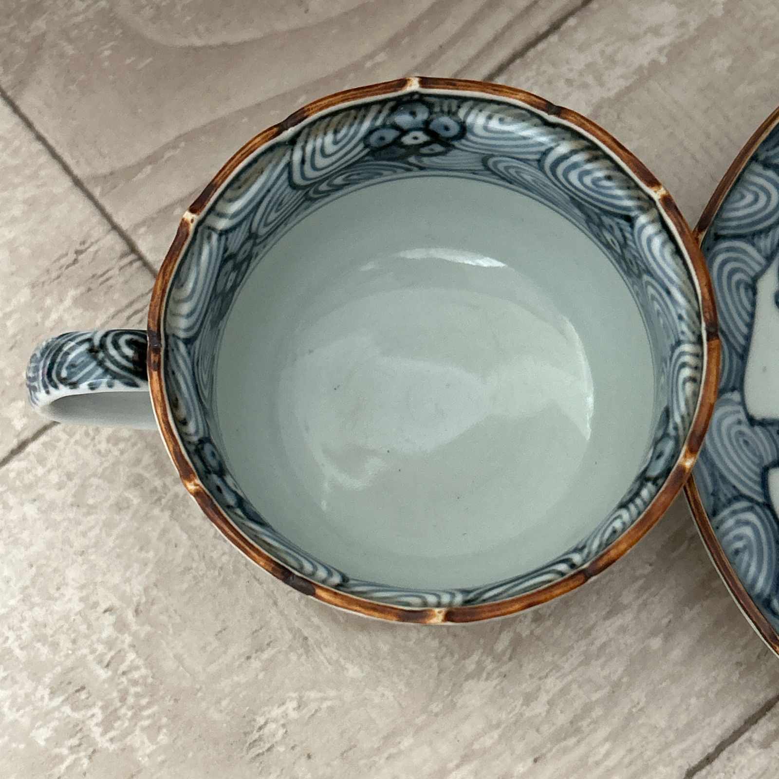 名匠 大野瑞昭作 清水焼 珈琲碗皿 カップアンドソーサー レトロ 染付