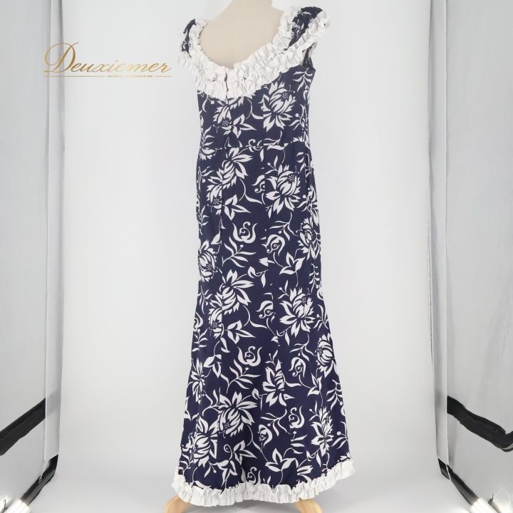 フラダンス 衣装 ワンピース ドレス ネイビー系 プリンセスカイウラニ