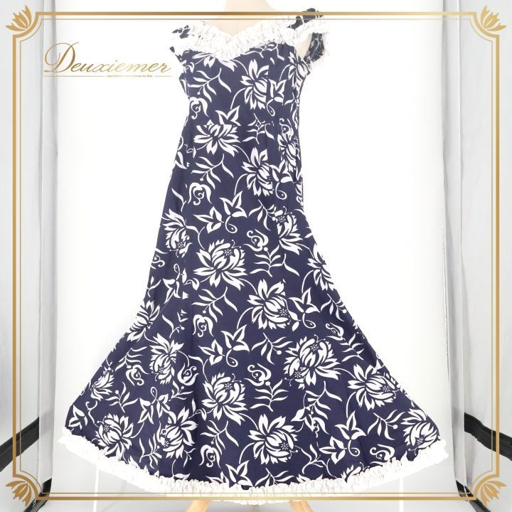 フラダンス 衣装 ワンピース ドレス ネイビー系 プリンセスカイウラニ