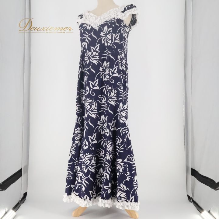 フラダンス 衣装 ワンピース ドレス ネイビー系 プリンセスカイウラニ