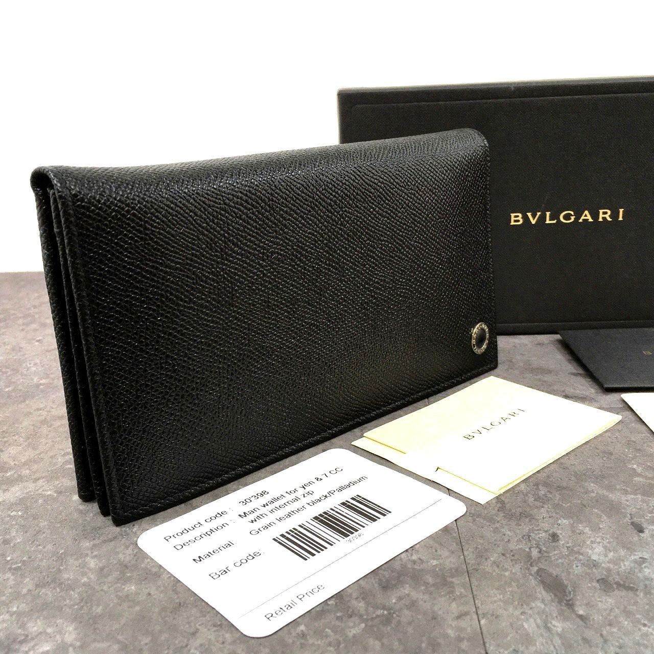 94 み BVLGARI 長財布 30398 ブラック き プレゼントにも