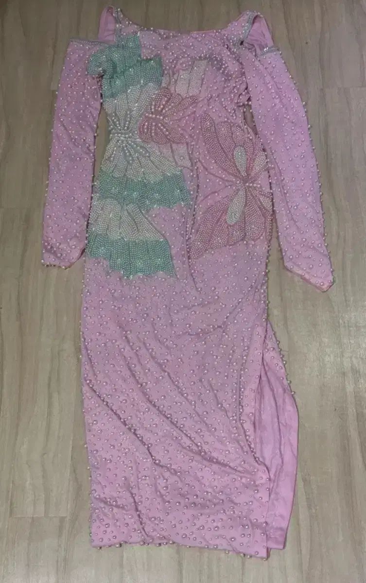 ピンク色 ロング ジーン パール 装飾 95 説明欄参考