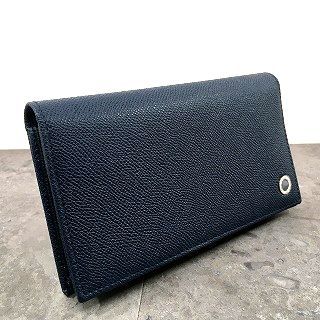 2 み BVLGARI 長財布 ネイビー レザー ブルガリマン