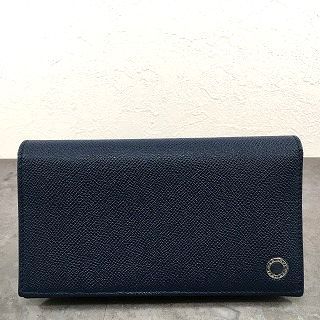 2 み BVLGARI 長財布 ネイビー レザー ブルガリマン