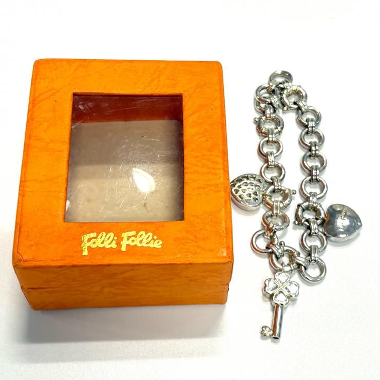 フォリフォリ Folli Follie 925 クローバーキー ハート ラインストーン