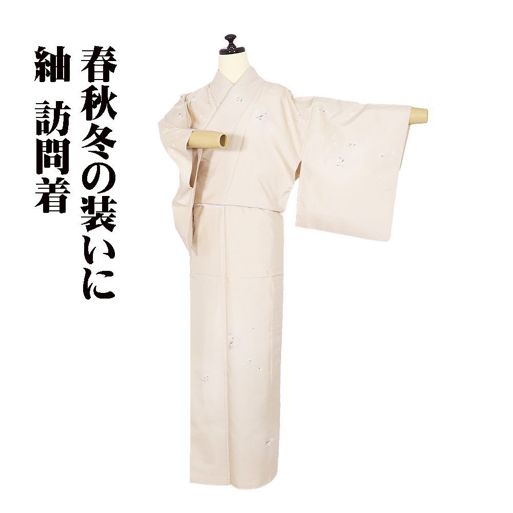 白山紬 訪問着 袷 正絹 ピンク 桜 SSサイズ ki31479 美品 お洒落訪問着