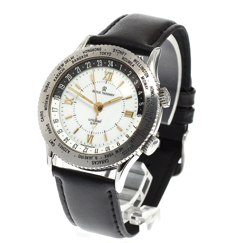 レビュートーメン REVUE THOMMEN 7910003 クリケット アラーム GMT 手巻き メンズ _923077