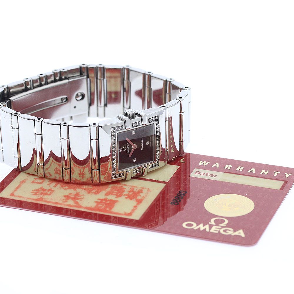 オメガ OMEGA 1528.46 コンステレーション カレ クアドラ 4 P ダイヤベゼル クォーツ レディース 保証書付き_922736