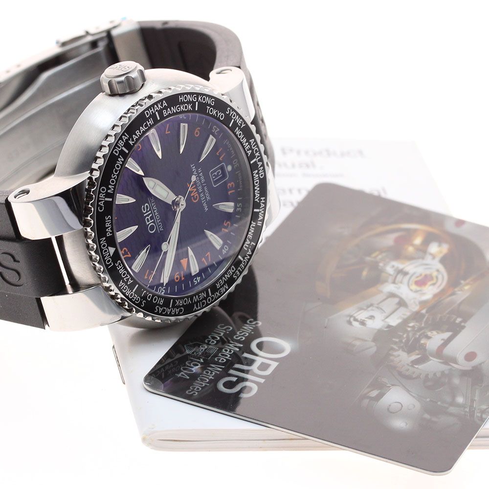 オリス ORIS 668 7608 8454 RS ダイバーズ デイト GMT 自動巻き メンズ 保証書付き_930857