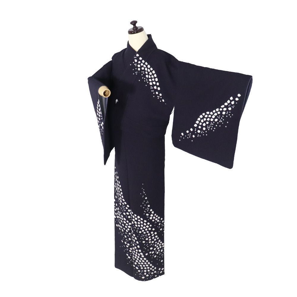 絞り訪問着 袷 正絹 濃紺 絞り 小石 Mサイズ ki 31485 ほうもんぎ レディース シルク ギフト フォーマル 30代 40代 50代