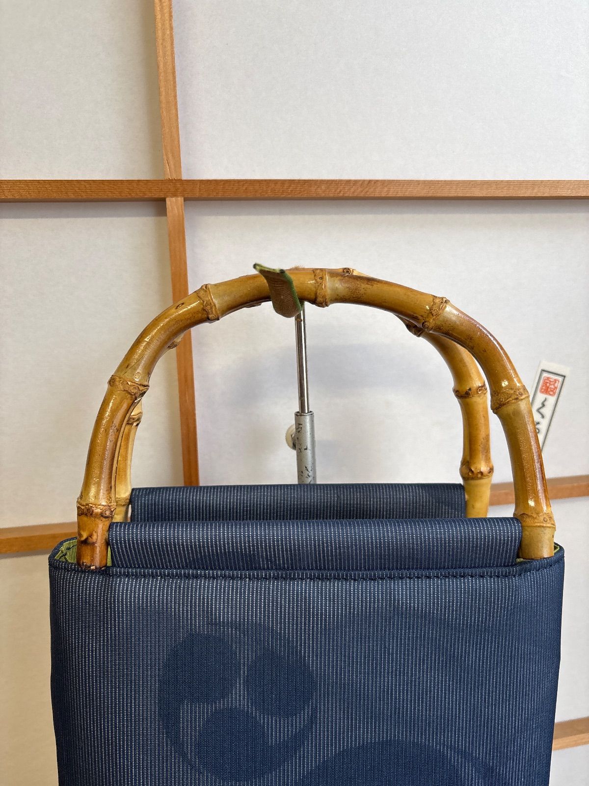 絽掛け三つ巴紺系